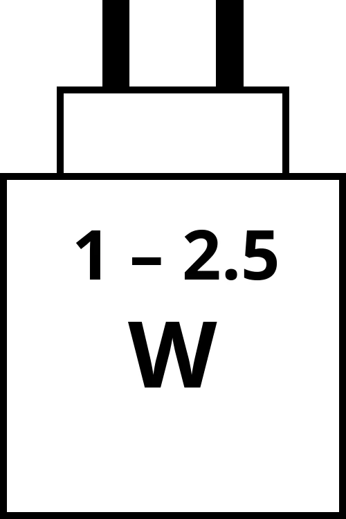 charger with power output range from 1 watts to 2.5 watts.