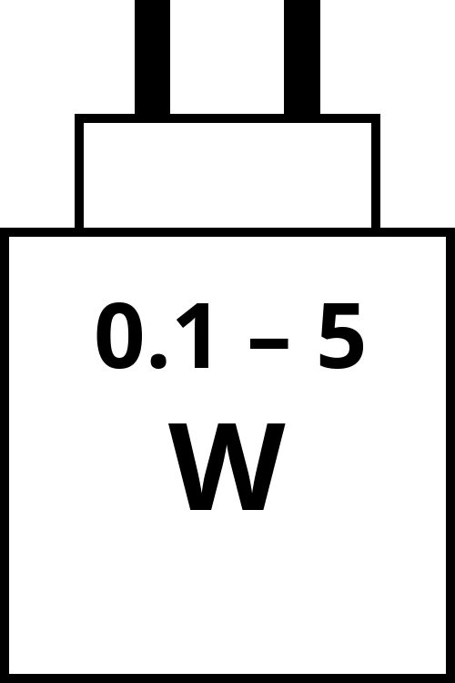 charger with power output range from 0.1 watts to 5 watts.