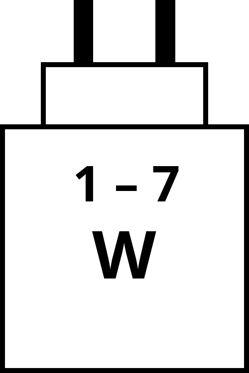 charger with power output range from 1 watts to 7 watts.