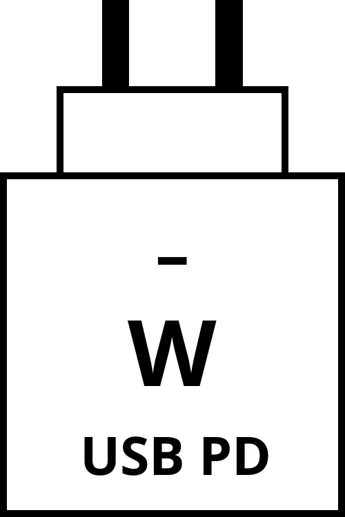 Power Delivery charger with power output range from watts to watts.