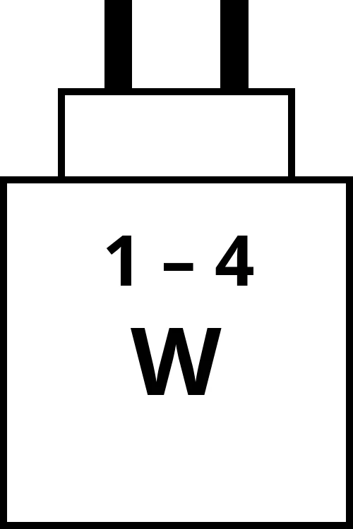charger with power output range from 1 watts to 4 watts.