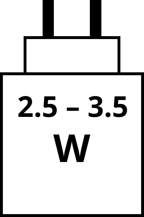 charger with power output range from 2.5 watts to 3.5 watts.