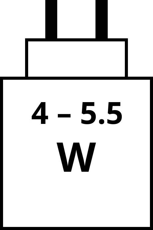 charger with power output range from 4 watts to 5.5 watts.